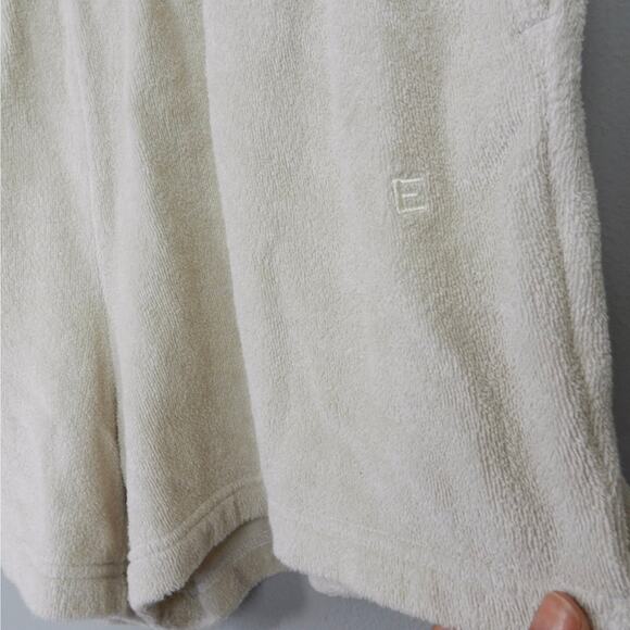 Everlane Terry Cloth Knit Shorts Size L Cream Pink Beige Pull On Pockets - Picture 7 of 7